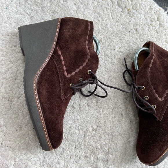 Naturalizer Kailyn Brown Suede Lace Up Oxford Wedge Heel Shoes - Picture 4 of 13